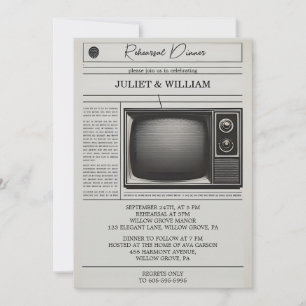 Vintag Pays Old Retro Zeitung Probe Abendessen Einladung