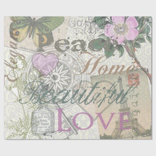 Vintag Peace Zuhause Schöne Liebe Geschenkpapier (Flach)