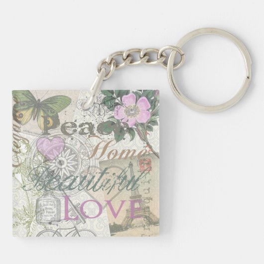 Vintag Peace Zuhause Schöne Liebe Schlüsselanhänger (Rückseite)
