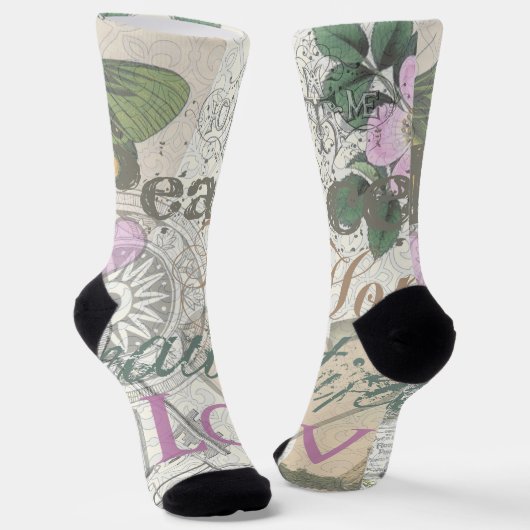 Vintag Peace Zuhause Schöne Liebe Socken (Gewinkelt)