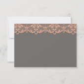 Vintag Peach Gray Lace Wedding RSVP Custom Karte (Rückseite)