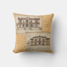 Vintag Peach Script und Villas Kissen