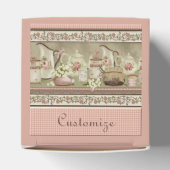 Vintag Peach Tee & Rose Cube Gevor Box Geschenkschachtel (Oben)