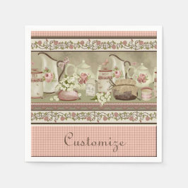 Vintag Peach Tee & Rose Napkins Serviette