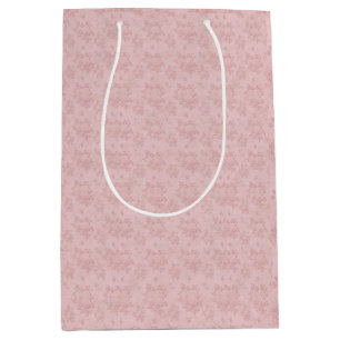 Vintag Peachy Pink Antique Damask Decoupage Mittlere Geschenktüte