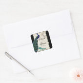 Vintag Peacock 5 - Hochzeitssticker oder -Siegel Quadratischer Aufkleber (Umschlag)