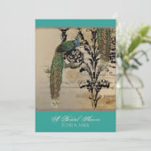 Vintag Peacock 6 Musiknoten Candelabra Swirl Einladung (Stehend Vorderseite)