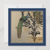 Vintag Peacock 6 Musiknoten Candelabra Swirl Einladung (Rückseite)