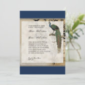 Vintag Peacock 6 Musiknoten Candelabra Swirl Einladung (Stehend Vorderseite)