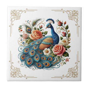 Vintag Peacock Bird Floral Art Keramik Tiles Fliese