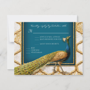 Vintag Peacock Blue n Gold Elegante UAWG RSVP Karte