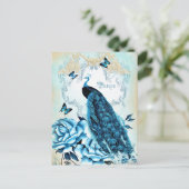 Vintag Peacock Blue Rosen Butterfly Postkarte (Stehend Vorderseite)