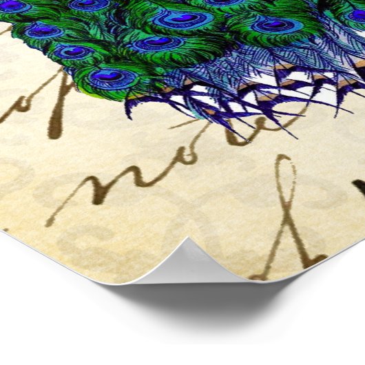 Vintag Peacock Collage Art Poster (Ecke)