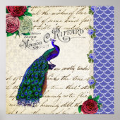 Vintag Peacock Collage Art Poster (Vorne)