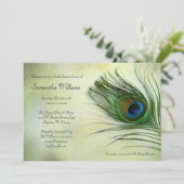 Vintag Peacock Feather Bridal Dusche Einladungen (Stehend Vorderseite)