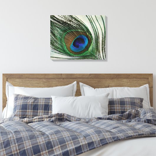 Vintag Peacock Feather Leinwanddruck (Insitu (Schlafzimmer))