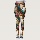 Vintag Peacock Floral Leggings (Vorderseite)
