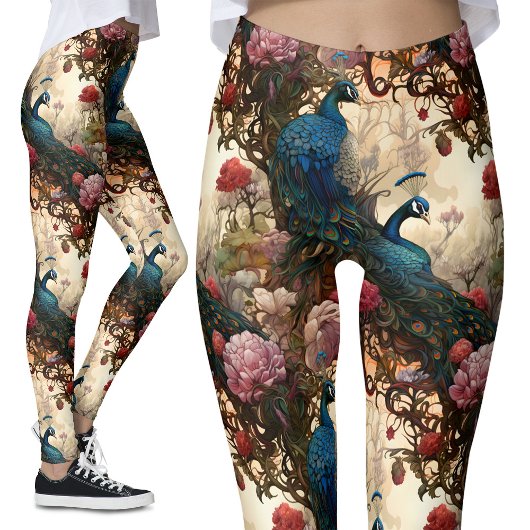 Vintag Peacock Floral Leggings