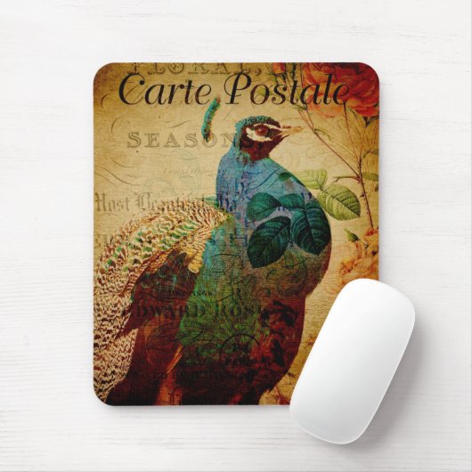 Vintag Peacock Floral Mousepad (Mit Mouse)