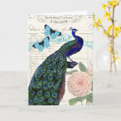 Vintag Peacock French Ephemera Collage Birthday Karte (Gelbe Blume)