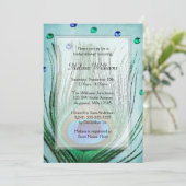 Vintag Peacock Jewels Aquamarines Blaues Brautpart Einladung (Stehend Vorderseite)