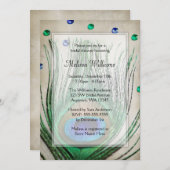 Vintag Peacock Jewels Tan Brautparty Einladung (Vorne/Hinten)