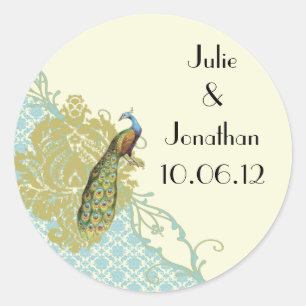 Vintag Peacock Lagoon Damask Sticker