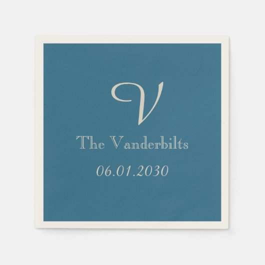 Vintag Peacock Monogram Wedding Napkin Serviette (Vorderseite)