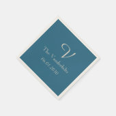 Vintag Peacock Monogram Wedding Napkin Serviette (Ecke)