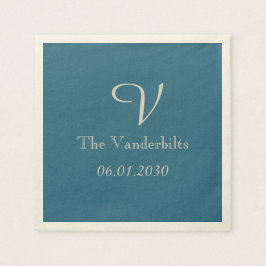 Vintag Peacock Monogram Wedding Napkin Serviette