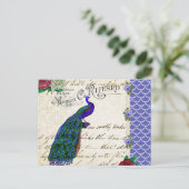 Vintag Peacock Song Collage Postkarte (Stehend Vorderseite)