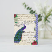Vintag Peacock Song Collage Postkarte (Stehend Vorderseite)