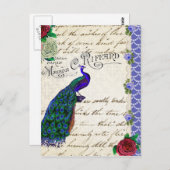 Vintag Peacock Song Collage Postkarte (Vorne/Hinten)