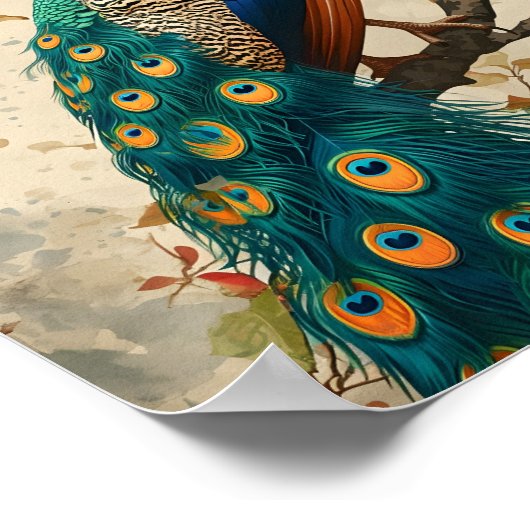 Vintag Peacock Splendor Poster (Ecke)