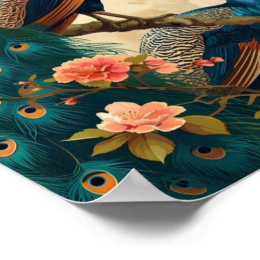 Vintag Peacock Splendor Poster (Ecke)