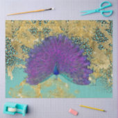 Vintag Peacock Turquoise Gold Leopard Decoupage Seidenpapier (Basteln)