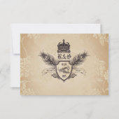 Vintag Peacock Wedding RSVP 1.0 Karte (Rückseite)