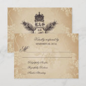 Vintag Peacock Wedding RSVP 1.0 Karte (Vorne/Hinten)