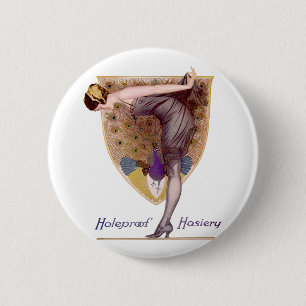 Vintag Peacock Woman Flapper Hübsch Button