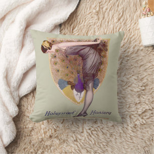 Vintag Peacock Woman Flapper Hübsch Kissen