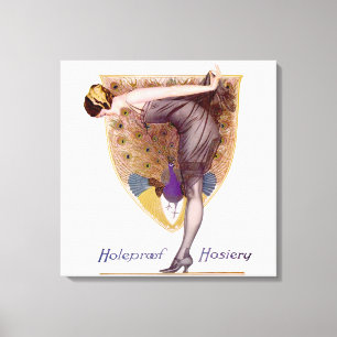 Vintag Peacock Woman Flapper Hübsch Leinwanddruck