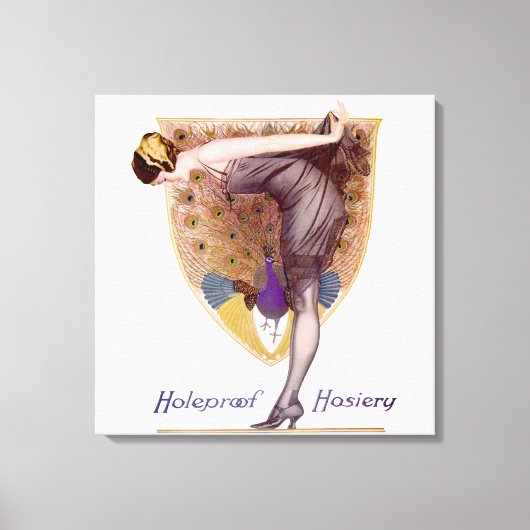 Vintag Peacock Woman Flapper Hübsch Leinwanddruck (Vorderseite)