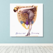 Vintag Peacock Woman Flapper Hübsch Leinwanddruck (Insitu (Holzboden))