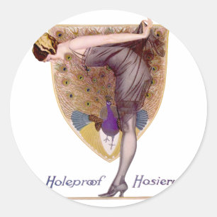 Vintag Peacock Woman Flapper Hübsch Runder Aufkleber
