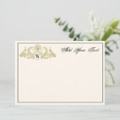 Vintag Peacocks Monogram Imitate Gold Ivory BG (Stehend Vorderseite)