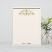 Vintag Peacocks Monogram Imitate Gold Ivory BG (Stehend Vorderseite)