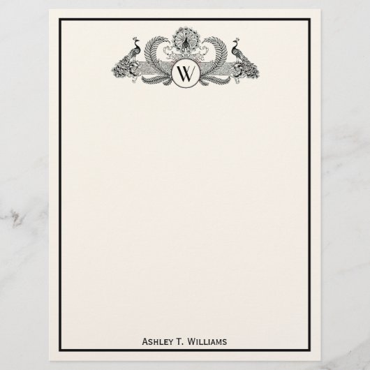 Vintag Peacocks Monogram Ivory BG (Vorderseite)