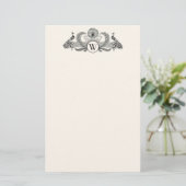 Vintag Peacocks Monogram Ivory BG Briefpapier (Stehend Vorderseite)