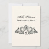 Vintag Peacocks Monogram Ivory BG Einladung (Vorderseite)