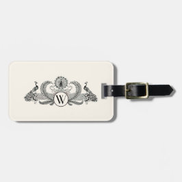 Vintag Peacocks Monogram Ivory BG Gepäckanhänger